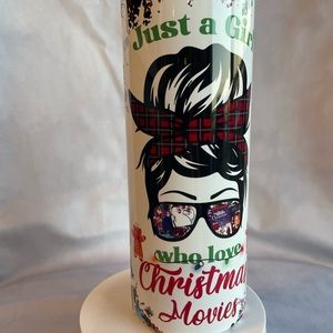 20oz Skinny Tumbler Just a girl who loves Christmas Movies